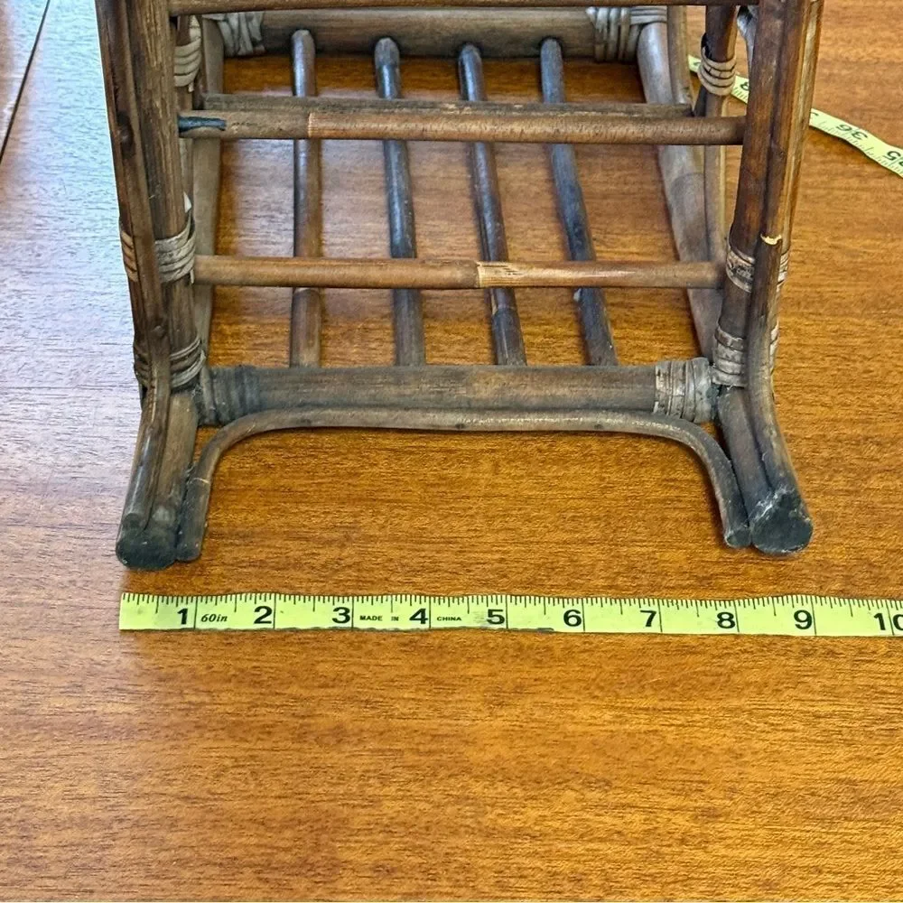 Vintage 70’s Bamboo and Rattan 6 bottle Freestanding Wine Rack
